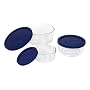 Pyrex Storage 6-Piece Round Set, Clear with Blue Lids