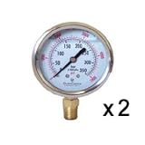 Oil Filled Pressure Gauge 2-1/2, SS/Br, 1/4 Lower Mount -30HG/30PSI (a pack of 2pcs)