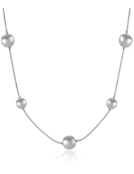 Anne Klein "Polished and Pearl" Silver-Tone Stationed Ball Strand Necklace, 42"