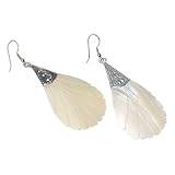 Nicole's Choice Drop Cut White Shell Dangle Earrings