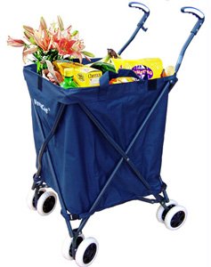 Cheap Save Price Folding Shopping Cart with Liner and Lid Blue Extra large capacity up to 100 pounds