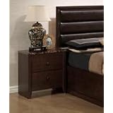 Kirviller Solid Wood Marble Top Night Stand , Dark Merlot Finish