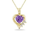 Heart Shape Amethyst and Diamond Pendant