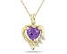 Heart Shape Amethyst and Diamond Pendant