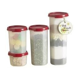 Tupperware Set of 4. Modular Mates Round Containers. Brilliant Blue Seals by Tupperware