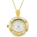  : Sterling Silver Gold Plated CZ Baguettes Watch Pendant