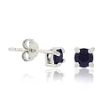 Sterling Silver .925 Genuine Sapphire Stone Prong 4mm Small Stud Earrings