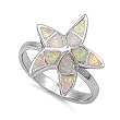 Sterling Silver Ring with White Lab Created Opal Starfish - 18 x 3 mm (Sizes 5-10) Sterling Silver Ring with White Lab Created Opal Starfish - 18 x 3 mm (Sizes 5-10)