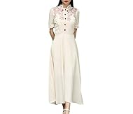 Petite V-neck General Print Short Sleeves Empire   Waistline Vintage Maxi Dress 