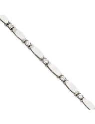 14k Gold White Gold 7in Holds 11 3mm Stones 1.19ct Bar Link Tennis Bracelet Moun