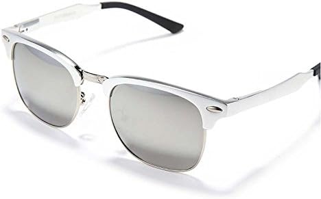 Retro fashion sunglasses polarized sunglasses aluminum magnesium Colorful couple tide (Silver frame silver sheet)