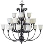 Maxim 16007FLGB La Salle 20-Light Chandelier Greek Bronze Frost Lichen Glass