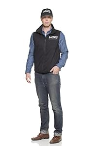Mystery House Men's NCIS Gibbs' Vest and Cap Costume Kit, Black/White, Medium