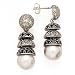 SILVER W/BLACK /WHITE CZ & FAUX PEARL EARRINGS