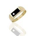 Ysora - Chevali&egrave;re homme onyx et diamant - Or Jaune - 725/1000