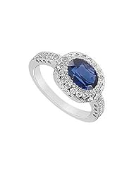 Sapphire and Diamond Ring 14K White Gold - 1.50 CT TGW