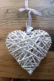 Large White Rattan hanging Heart