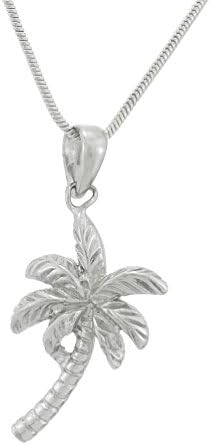 925 Sterling Silver Palm Tree Tropical Plant Pendant Jewelry Necklace 20 Inches Chain