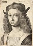 2.75 inch x 2 inch (7.5 x 5cm) Acrylic Fridge Magnet Wenceslaus Hollar - Youth with wavy hair and cap
