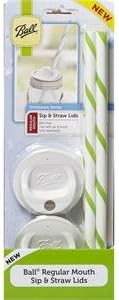 Ball Mason Jar REGULAR Mouth Canning Mason Jar Sip & Straw Lids, 24 count, (jars and metal rings not included), BPA Free, Drinkware, Drink Container, FAST Ship! Ships Bulk by Mulberry Lane Farm