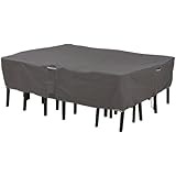 Classic Accessories 55-155-045101-EC Ravenna Oval/Rectangle Patio Table and Chair Cover, Large, Taupe