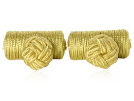 Mustard Yellow Silk Knot Log Cufflinks with Presentation Box