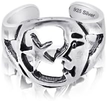 Sterling Silver 925 Moon & Star Attached Design Toe Ring. Nickel Free Adjustable Fit Solid Band One Size Fits All. Polished