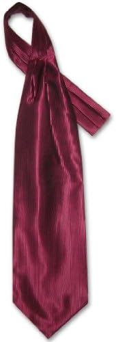 Antonio Ricci ASCOT Solid BURGUNDY Ribbed Pattern Color Cravat Men's Neck Tie