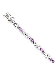 Sterling Silver Amethyst & Cz Bracelet