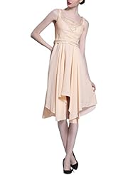 A-line Sequined Beaded Sleeveless Satin/Silk Cocktail Tea Length Scoop Neck Homecoming Dress/Bridesmaid Dress/Pageant Dress/Prom Dress/Party Dress/Wedding Dress 