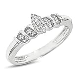 1/10 Carat T.W. Round Cut Diamond Women's Engagement Ring 14K White Gold Women's Engagement Ring - Free Gift Box -