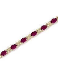 10K Yellow Gold Oval Ruby Bracelet