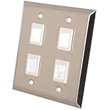 4-Port Dual Gang Multimedia Keystone Wall Plate - Color:  Stainless Steel