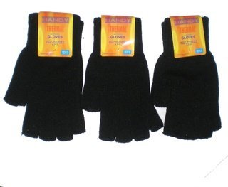 3 Pairs mens thermal gloves.fingerless
