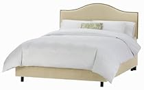 Big Sale Best Cheap Deals Skyline Furniture North Avenue California-King Velvet-Upholstered Bed with Nail-Button Trim, Buckwheat