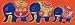Famille Elephants En Orange - Sophie Jourdan Art Print Poster 24 x 8