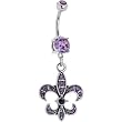 Purple Gem Fleur De Lis Belly Ring