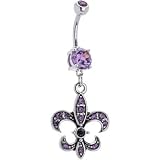 Purple Gem Fleur De Lis Belly Ring