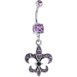 Purple Gem Fleur De Lis Belly Ring