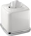 InterDesign York Bath Collection, Facial Tissue Box Cover/Holder for Bathroom Vanity Countertops - White