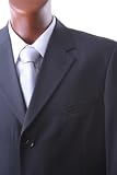 Men's Single Breasted Black 100% Virgin Wool Super Gabardine Dress Suit