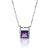 Sterling Silver & Amethyst Solitaire Pendant with Chain