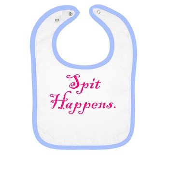 Spit Happens, Pink Infants Bib