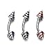 16g Surgical Steel Curved Barbell Eyebrow Ring Body Jewelry Piercing with Black Stripe Spikes 16 Gauge 5/16