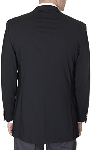 Gianco Polo Mens Two Button Stretch Wool Blend Blazer Solid Black 44L