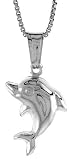 Sterling Silver Small Dolphin Pendant, Made in Italy. 11/16 in. (17mm) Tall