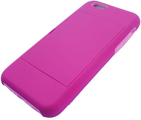 Leebrae iPhone 6 / 6S Credit Card Holder/ Wallet Hard Rubberized Case with Silicone Core (Light Pink and Hot Pink)
