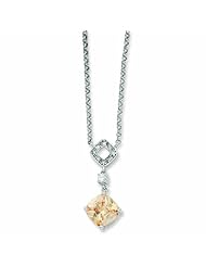 Sterling Silver Champagne CZ w/ Clear CZ Necklace