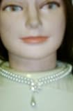 Light Ivory Simulated Pearls Christina Collection Short Chain Necklace with Embedded Crystals...