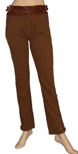 Roberto Cavalli Womens Pants Trousers Brown Leather, 40, Brown